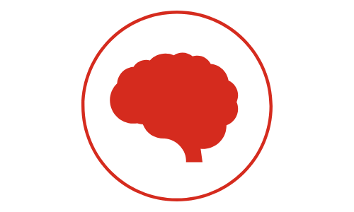 Symbol mit rotem Gehirn