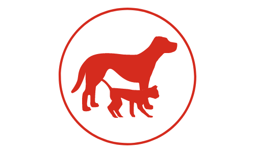 icona rossa con cane e gatto generici sottopeso