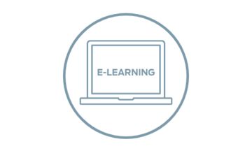 View of a laptop screen that says "e-learning"